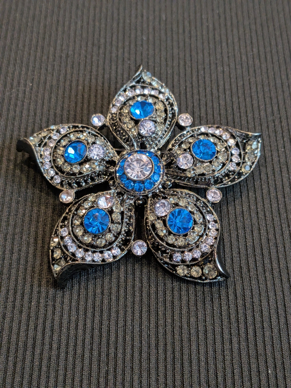 #1: Monet?? Blue White Crystal Flower Brooch for Women